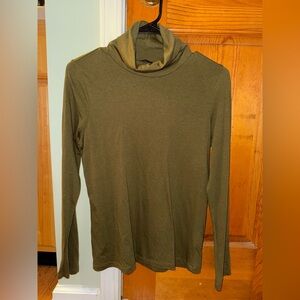 Talbots Turtleneck Long Sleeve Top Olive Green Size M Medium